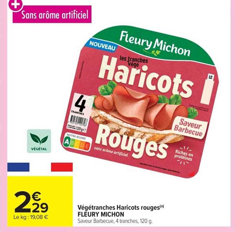 Végétranches Haricots Rouges Fleury Michon - Saveur Barbecue