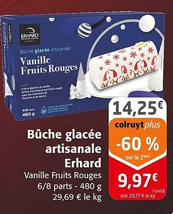 Bûche glacée artisanale Erhard Vanille Fruits Rouges