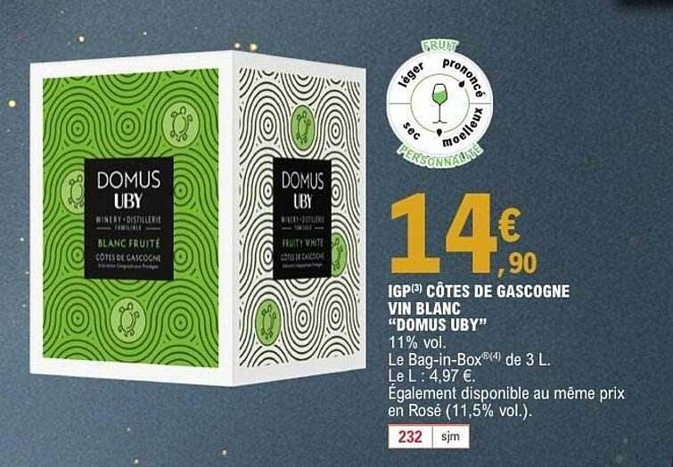 IGP(³) Côtes de Gascogne Vin Blanc "DOMUS UBY"