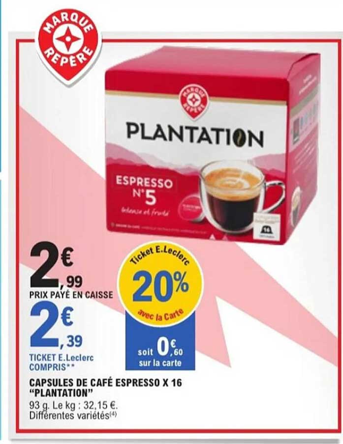 CAPSULES DE CAFÉ ESPRESSO X 16 "PLANTATION"