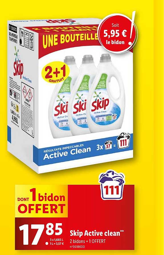 Skip Clean Promo Skip Active Clean chez Lidl - 123Catalogue.fr