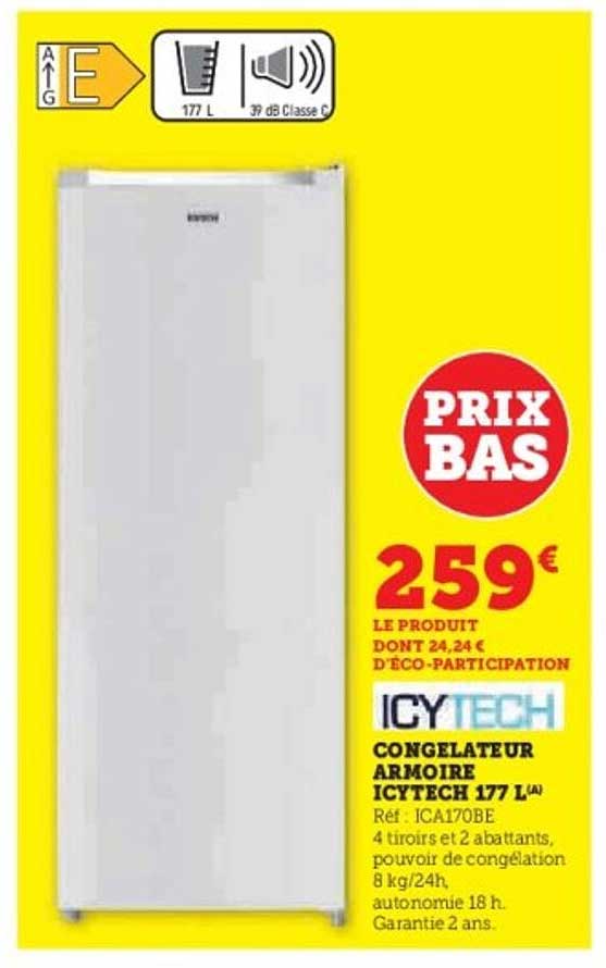 CONGELATEUR ARMOIRE ICYTECH 177 L(A)
