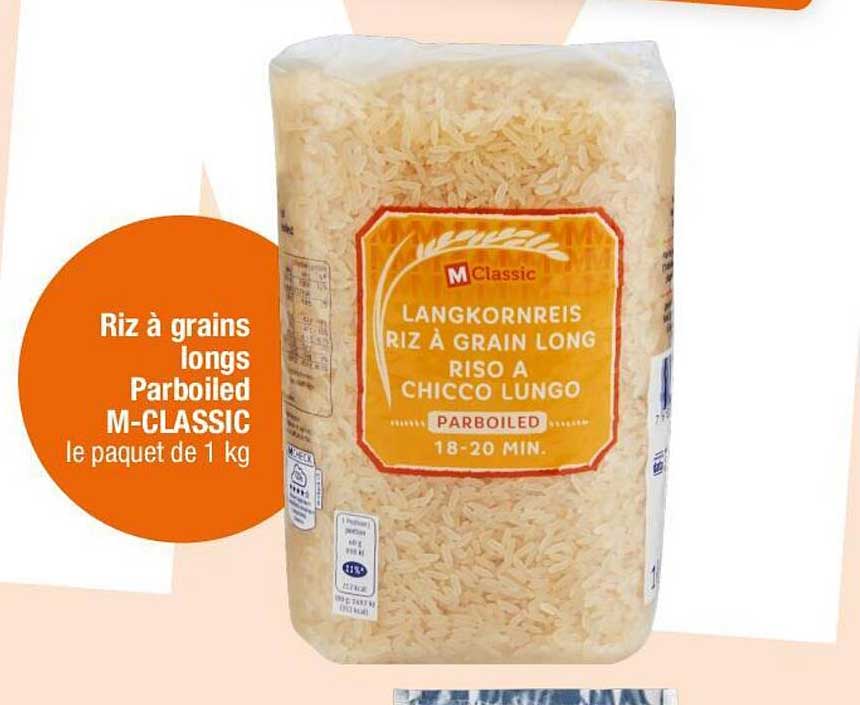 Promo Riz À Grains Longs Parboiled M-Classic Le Paquet De 1 Kg chez ...