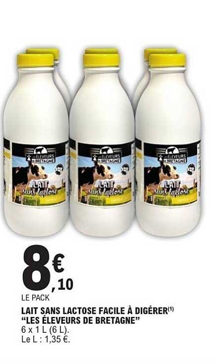 LAIT SANS LACTOSE FACILE À DIGÉRER(1) “LES ÉLEVEURS DE BRETAGNE”