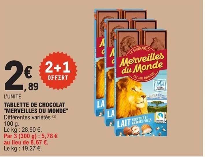 Promo Tablette De Chocolat "Merveilles Du Monde" chez E.Leclerc — free download