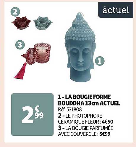 1 - LA BOUGIE FORME BOUDDHA 13cm ACTUEL