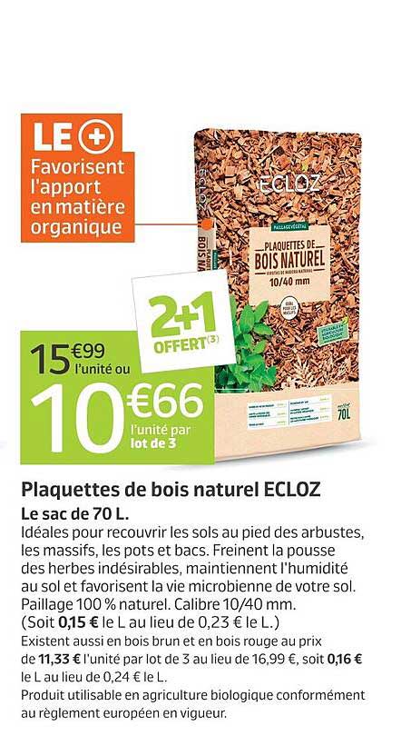 Plaquettes de bois naturel ECLOZ