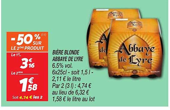 BIÈRE BLONDE ABBAYE DE LYRE