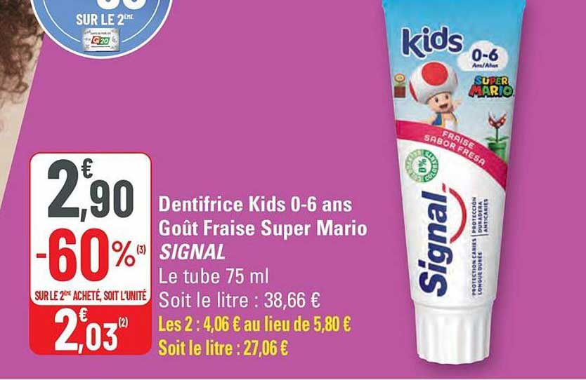 Dentifrice Kids 0-6 ans Goût Fraise Super Mario SIGNAL