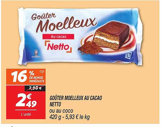 GOÛTER MOELLEUX AU CACAO NETTO