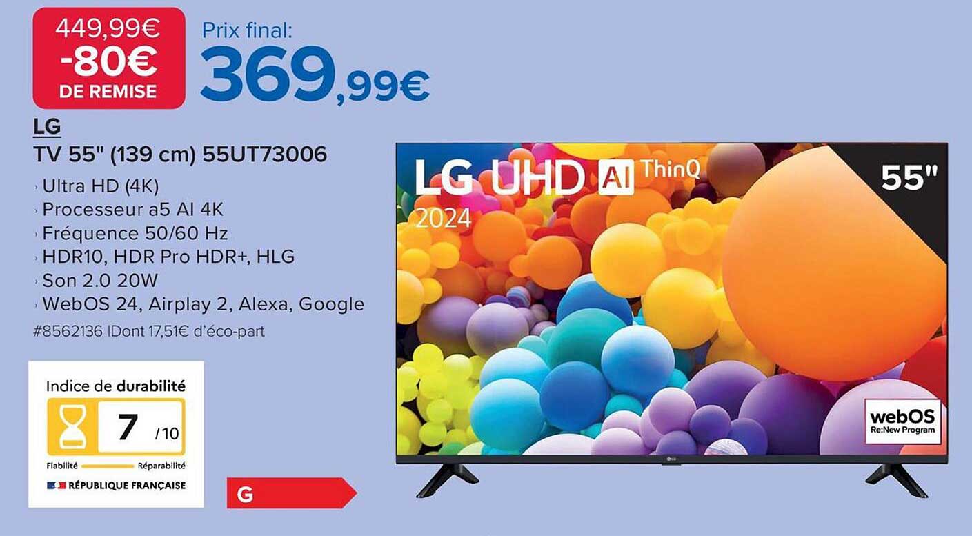 LG TV 55" (139 cm) 55UT73006