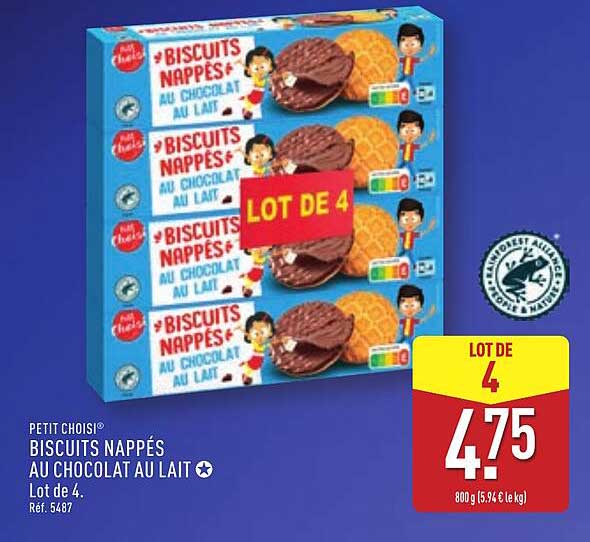 LOT DE 4 BISCUITS NAPPÉS AU CHOCOLAT AU LAIT