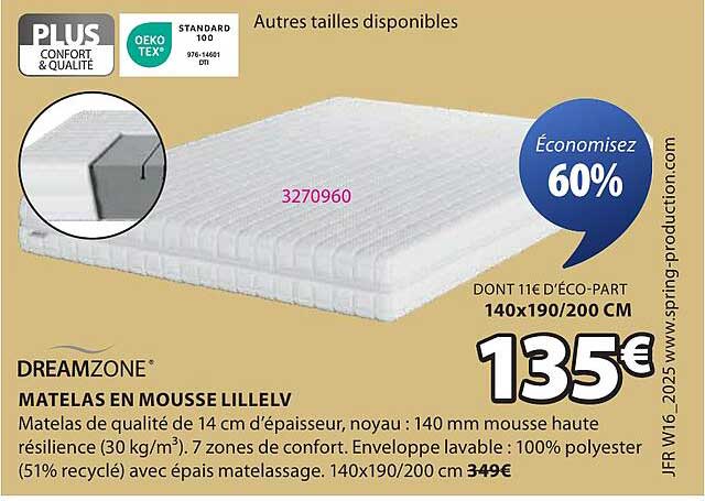MATELAS EN MOUSSE LILLEV