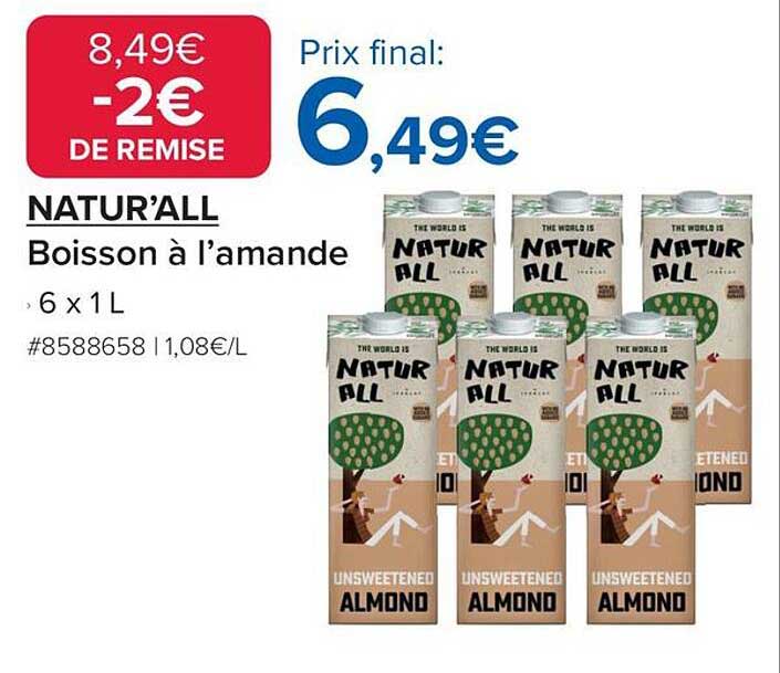 NATUR’ALL Boisson à l’amande 6 x 1 L
