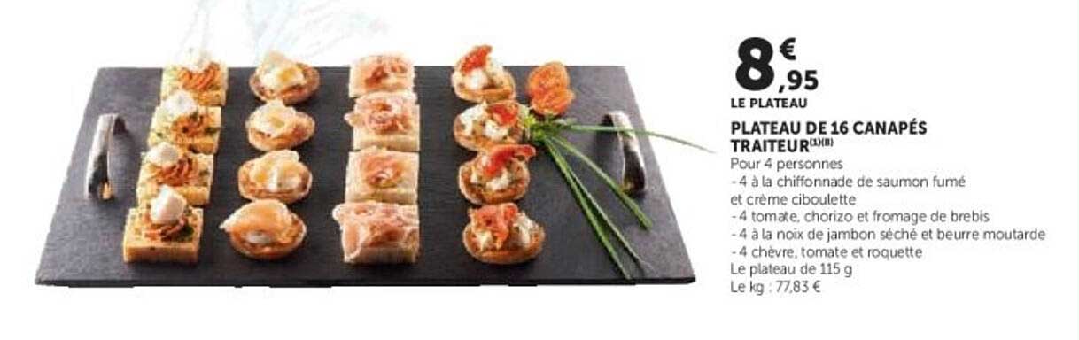 PLATEAU DE 16 CANAPÉS TRAITEUR