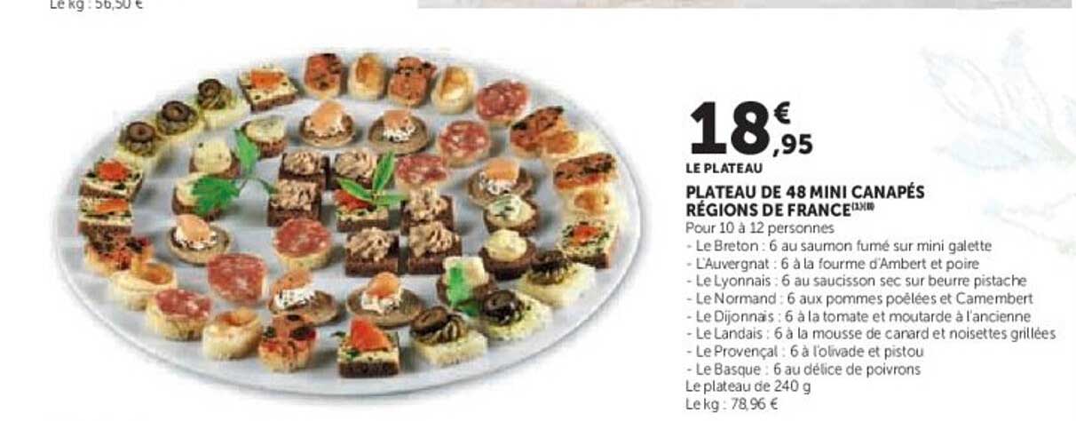 PLATEAU DE 48 MINI CANAPÉS RÉGIONS DE FRANCE