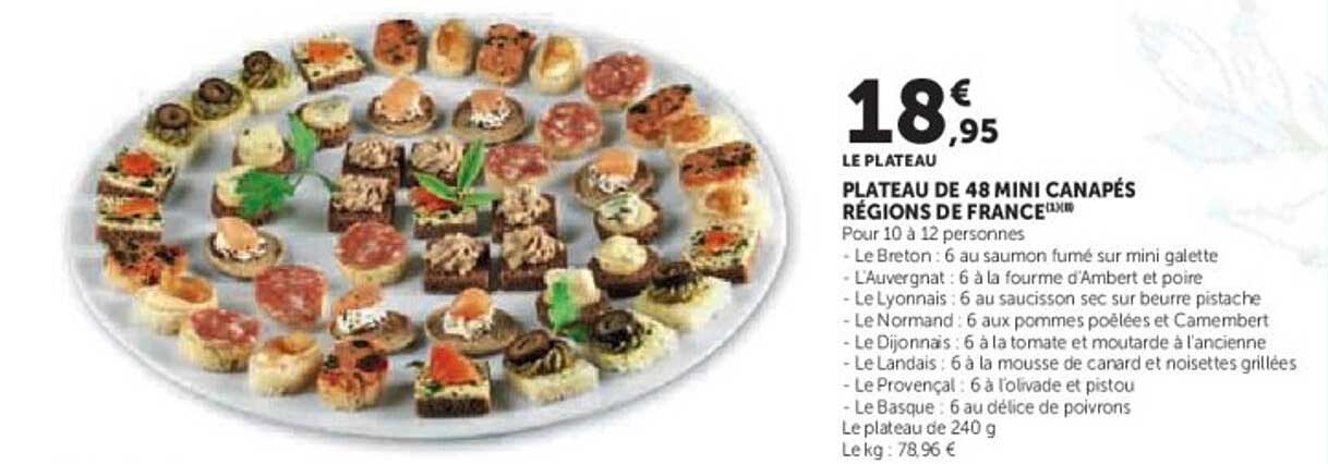 PLATEAU DE 48 MINI CANAPÉS RÉGIONS DE FRANCE