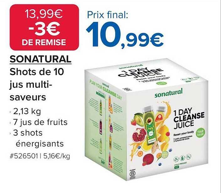 SONATURAL Shots de 10 jus multi-saveurs