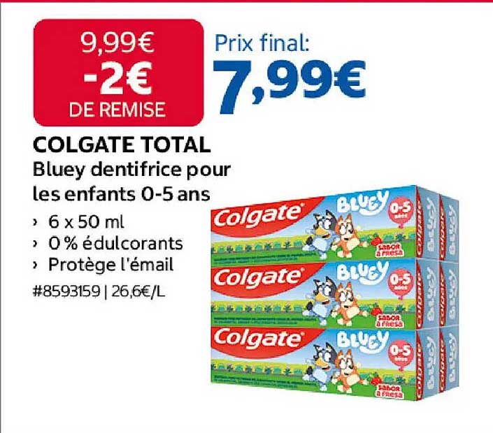 COLGATE TOTAL Bluey dentifrice pour les enfants 0-5 ans