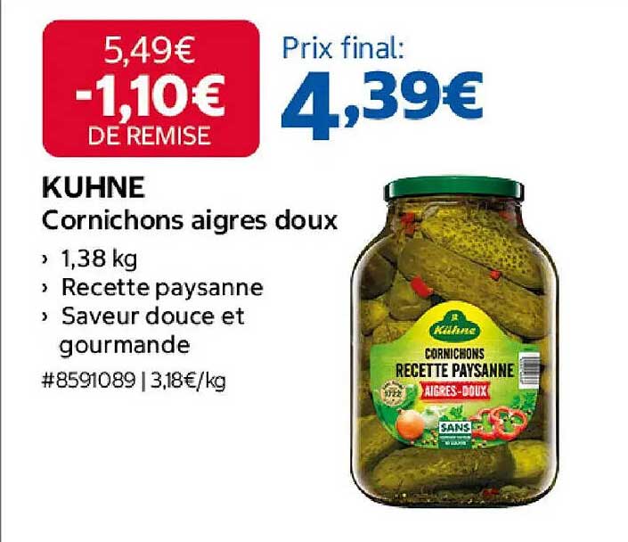 KUHNE Cornichons aigres doux