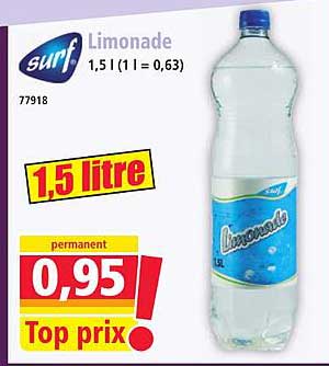 Promo Limonade 1,5 L (1 L = 0,63) chez Norma - 123Catalogue.fr