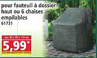 pour fauteuil à dossier haut ou 6 chaises empilables 61731