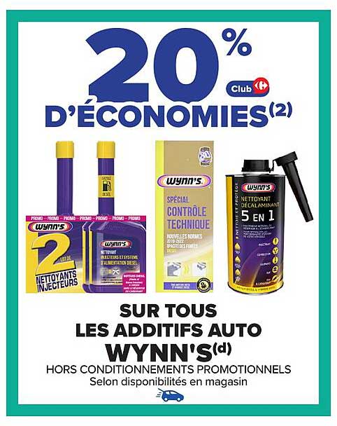 20 % D’économies sur tous les additifs auto WINN'S