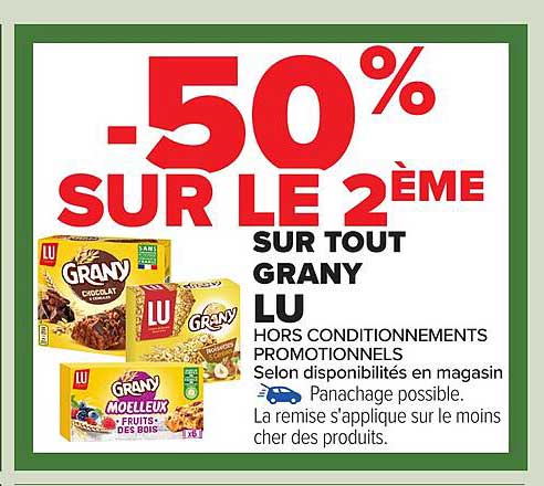 -50% SUR LE 2ÈME SUR TOUT GRANY LU