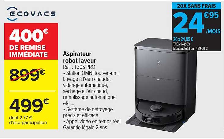 Aspirateur robot laveur Ecovacs T30S PRO