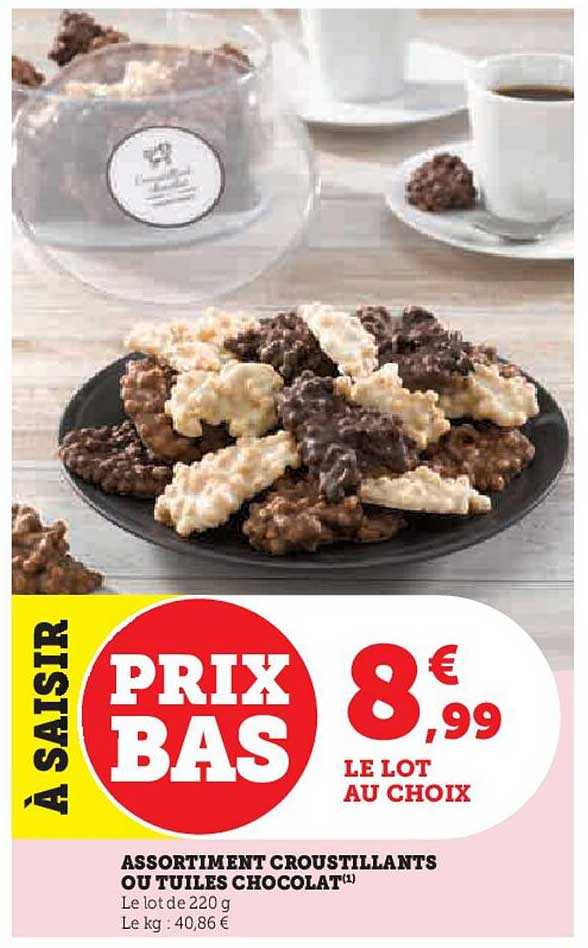 ASSORTIMENT CROUSTILLANTS OU TUILES CHOCOLAT