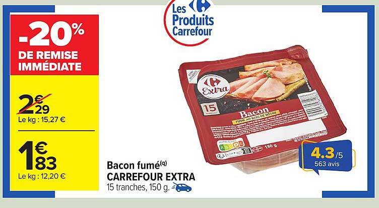 Bacon fumé CARREFOUR EXTRA