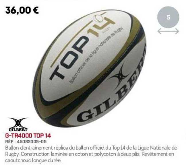 Ballon d'entraînement réplique du ballon officiel du Top 14