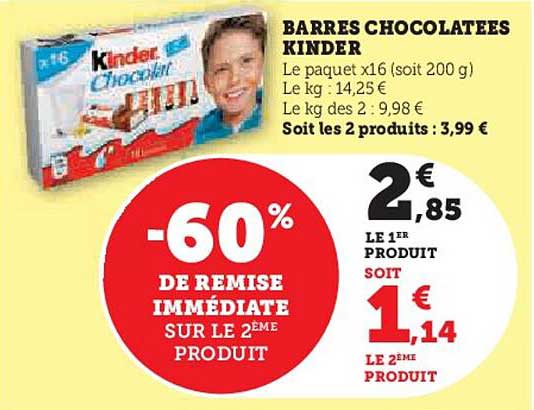 BARRES CHOCOLATEES KINDER