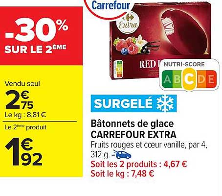 Bâtonnets de glace CARREFOUR EXTRA