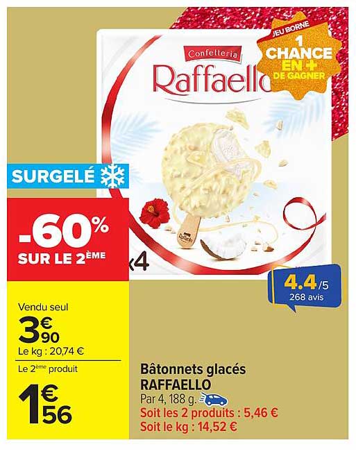 Bâtonnets glacés RAFFAELLO -60% SUR LE 2ème