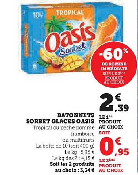 BATONNETS SORBET GLACES OASIS