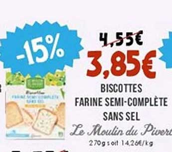 Biscottes Farine Semi-Complète Sans Sel