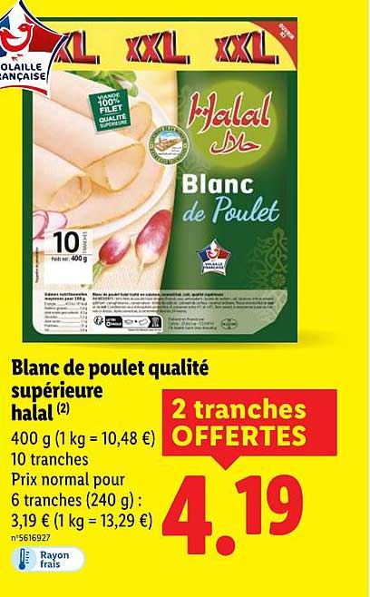 Blanc de poulet qualité supérieure halal
