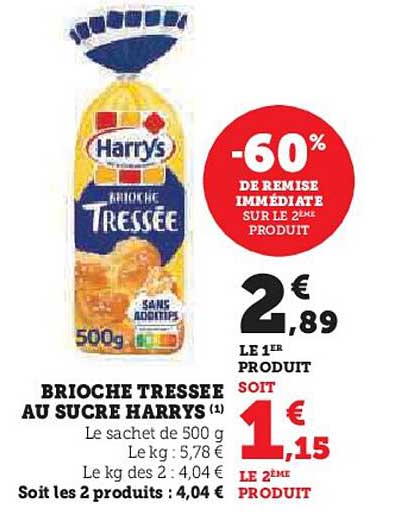 BRIOCHE TRESSÉE AU SUCRE HARRYS