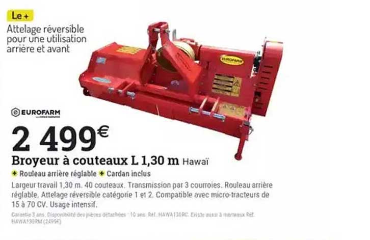 Broyeur à couteaux L 1,30 m Hawai