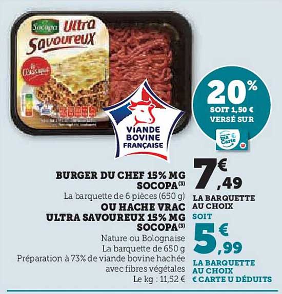 Burger du chef 15% MG SOCOPA