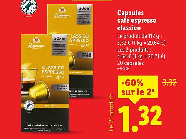 Capsules café espresso classico