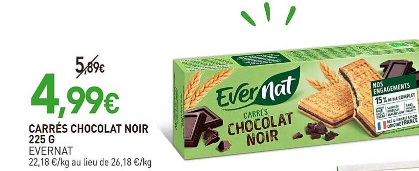 CARRÉS CHOCOLAT NOIR 225 G