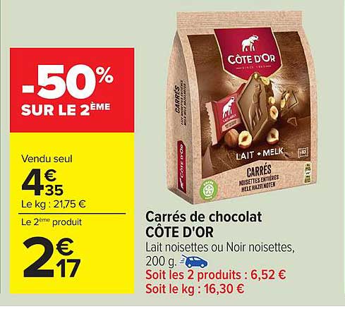 Carrés de chocolat CÔTE D'OR