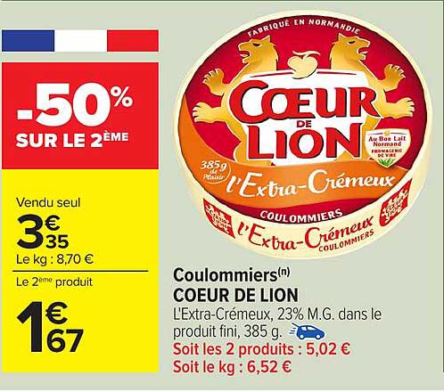 COEUR DE LION l'Extra-Crémeux -50% SUR LE 2ÈME
