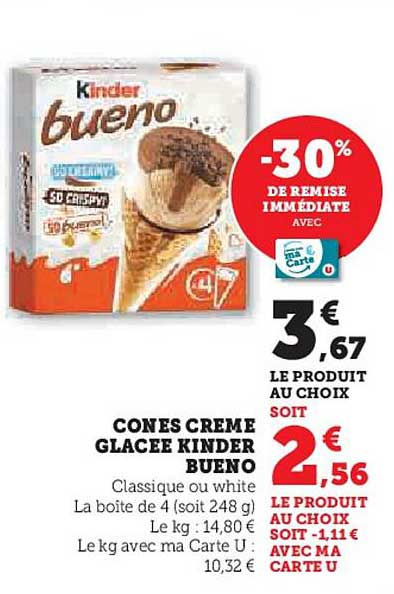 CONES CREME GLACEE KINDER BUENO