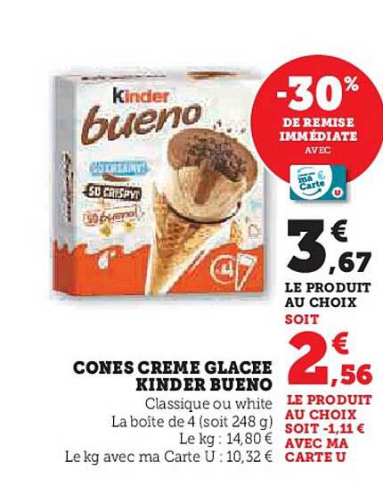CONES CREME GLACEE KINDER BUENO