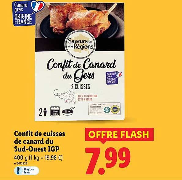 Confit de cuisses de canard du Sud-Ouest IGP