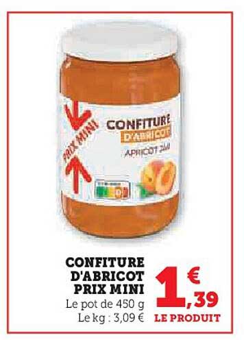 CONFITURE D'ABRICOT PRIX MINI