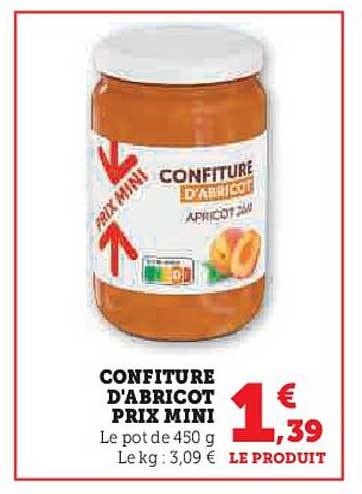 CONFITURE D'ABRICOT PRIX MINI